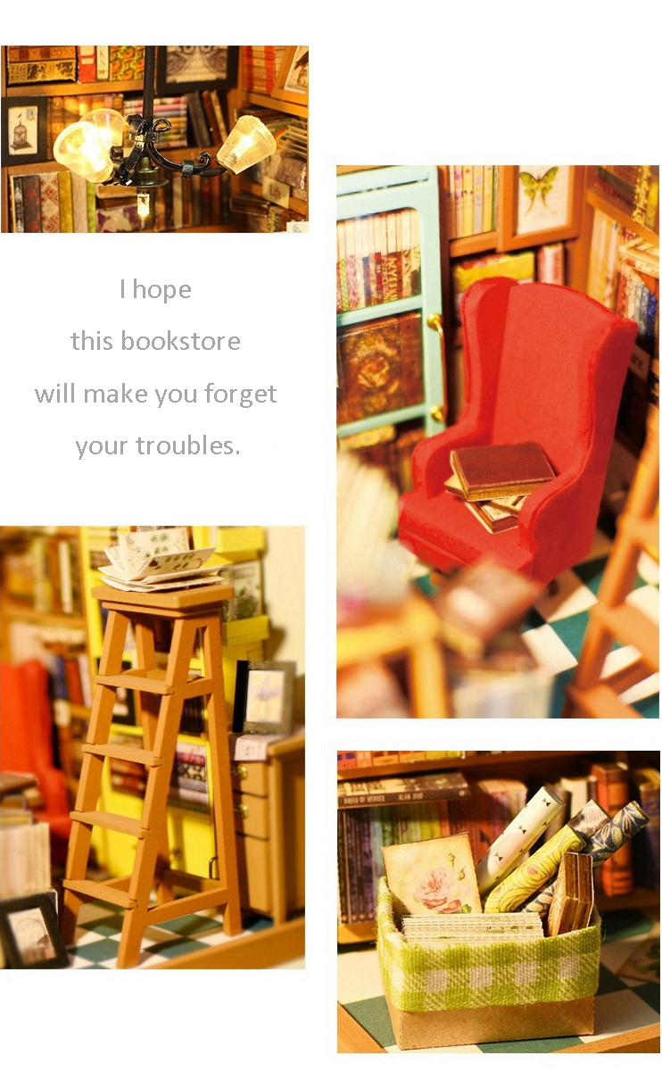 Lovely Style Wooden Doll House Bookstore