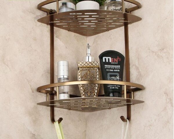 Antique Brushed Bathroom Corner Shelf - Image 4