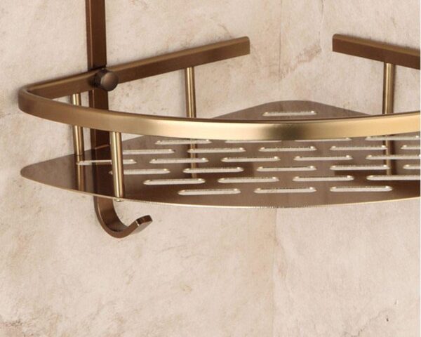 Antique Brushed Bathroom Corner Shelf - Image 5