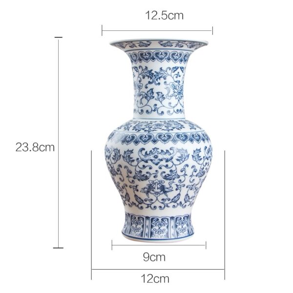 Floral Patterned Blue and White Vase - Image 8