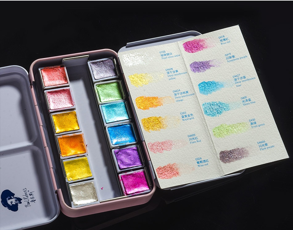 Portable Watercolor Paint with Glitter