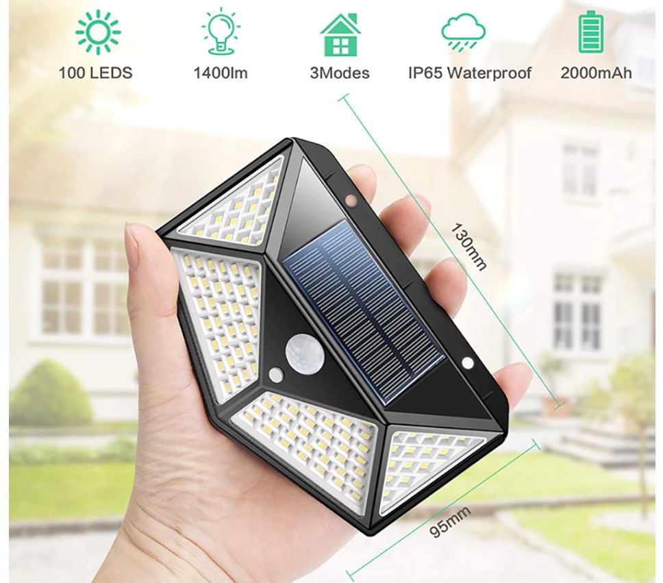 100 LEDs Super Bright Solar Power Outdoor Light