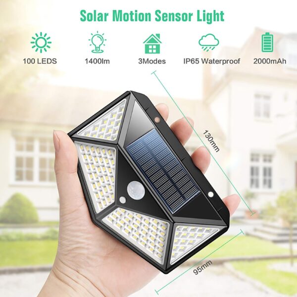 100 LEDs Super Bright Solar Power Outdoor Light - Image 6