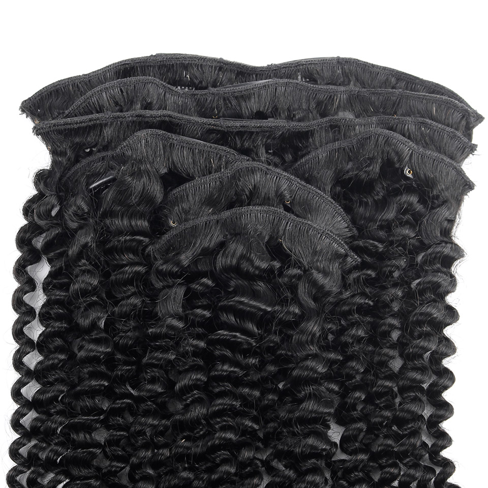 7 Pcs Brazilian Kinky Curly Clip Hair Extensions