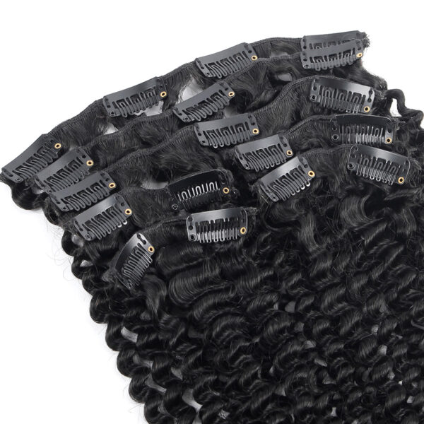 7 Pcs Brazilian Kinky Curly Clip Hair Extensions - Image 4