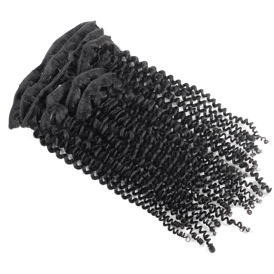 7 Pcs Brazilian Kinky Curly Clip Hair Extensions