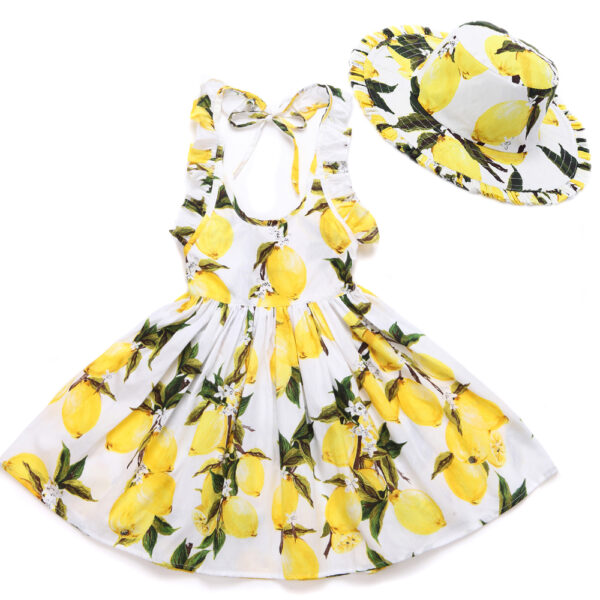 Baby Girl's Summer Patterned Dress with Hat - Image 4