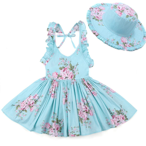 Baby Girl's Summer Patterned Dress with Hat