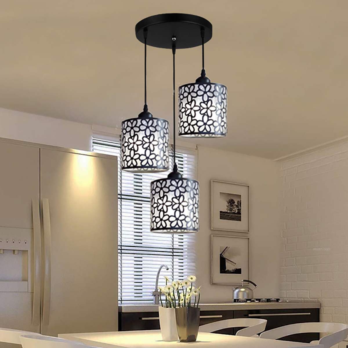 Nordic Style Floral Lace LED Pendant Lighting