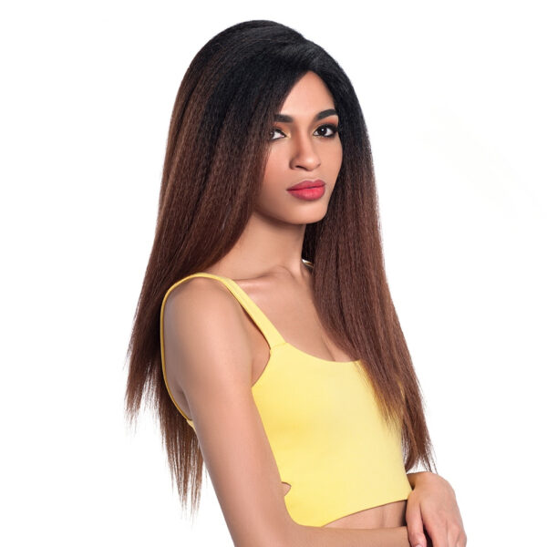 Ombre Long Kinky Straight Lace Synthetic Hair Wig - Image 6