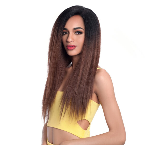 Ombre Long Kinky Straight Lace Synthetic Hair Wig - Image 5