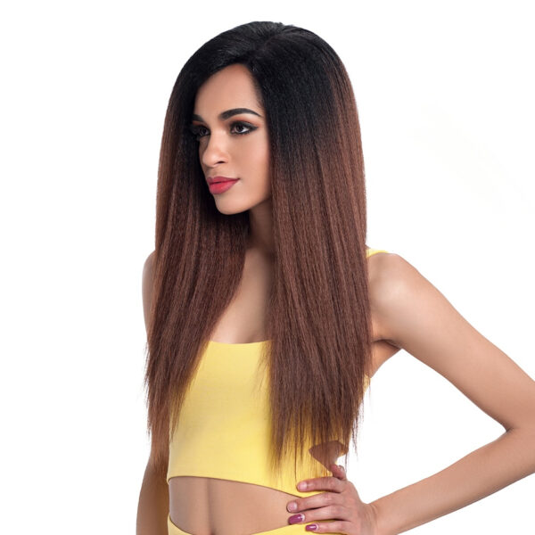 Ombre Long Kinky Straight Lace Synthetic Hair Wig - Image 3
