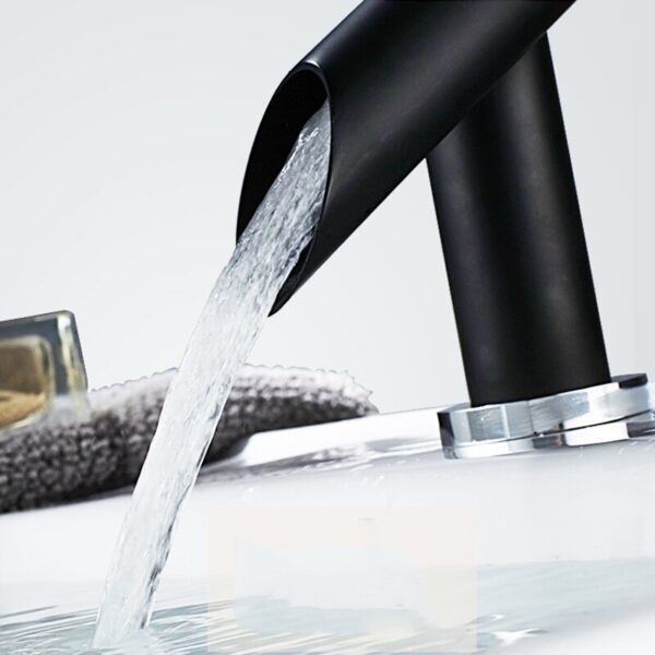 Black Dual Handle Waterfall Basin Faucet - Image 5