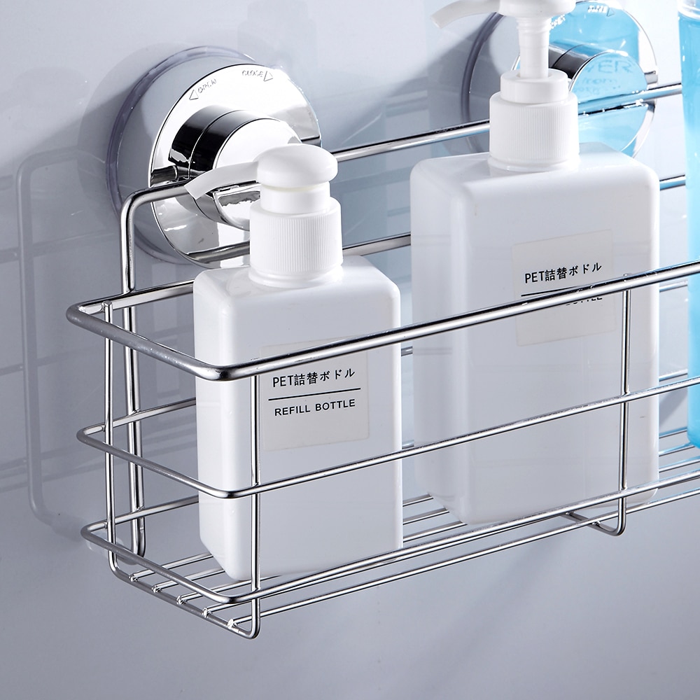 Stainless Steel Bathroom Shelf with Suction Cups