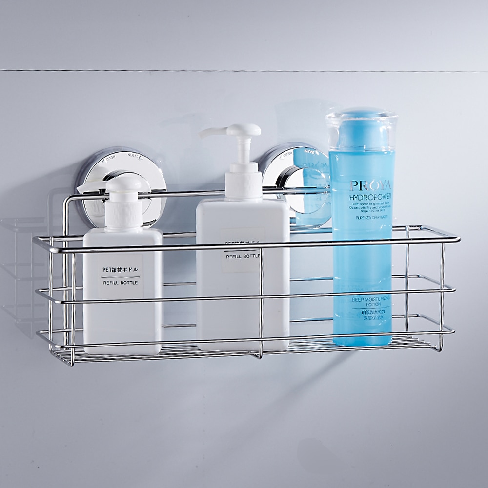 Stainless Steel Bathroom Shelf with Suction Cups