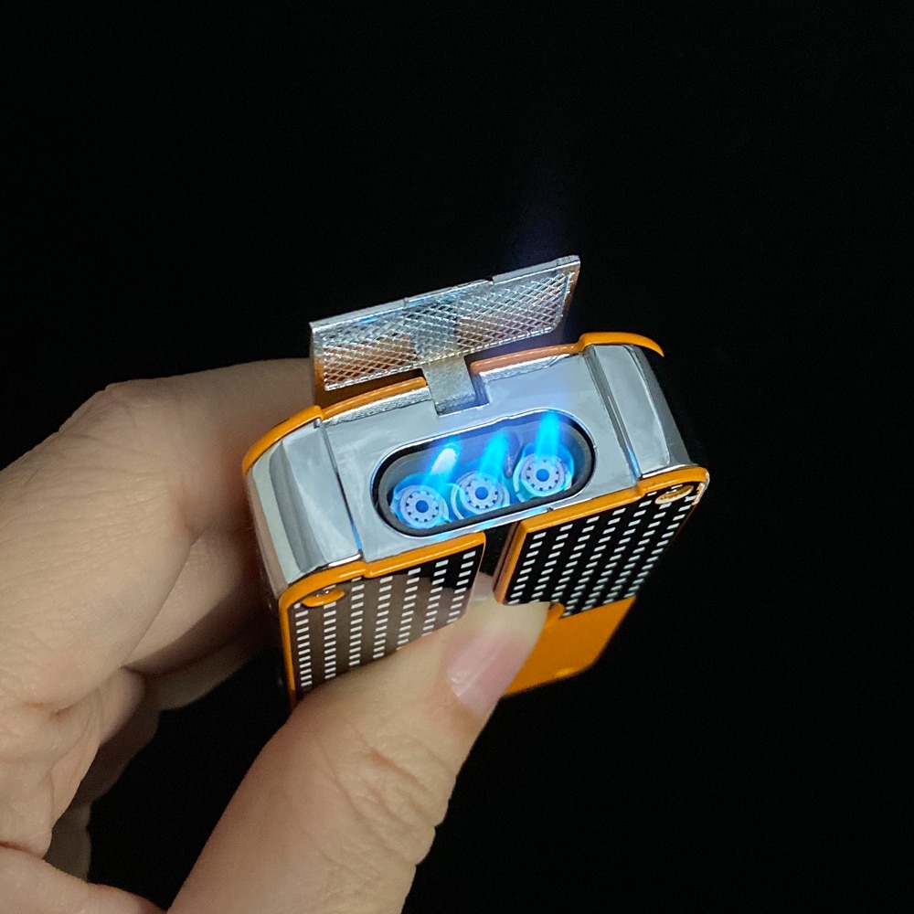 Refillable 3-Jet Metal Cigar Lighter