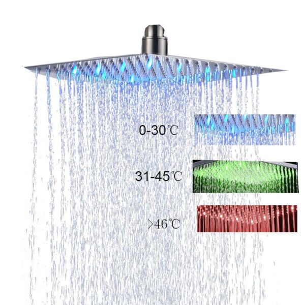 Stainless Steel LED Rainfall Ceiling Shower Head - Image 5