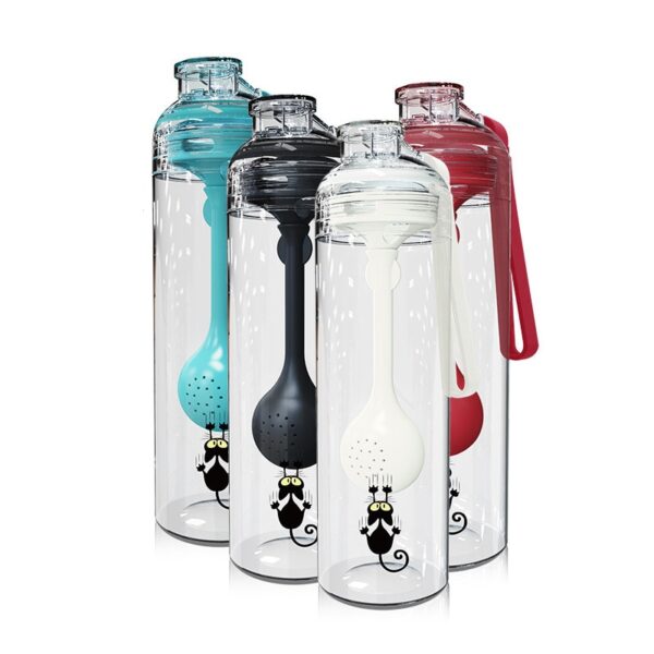 Cat Patterned Water Bottle with Fruit Infuser