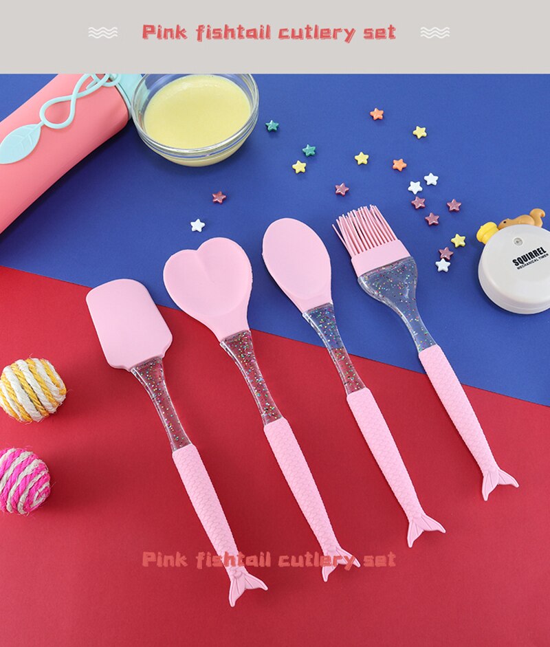 Mermaid Design Utensils 4 Pcs Set