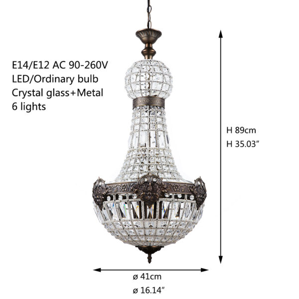 Vintage Crystal Chandelier with Incandescent Bulbs - Image 5