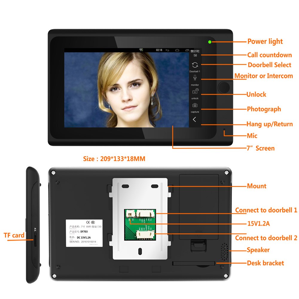 Video Doorbell Intercom System with Fingerprint Recognition