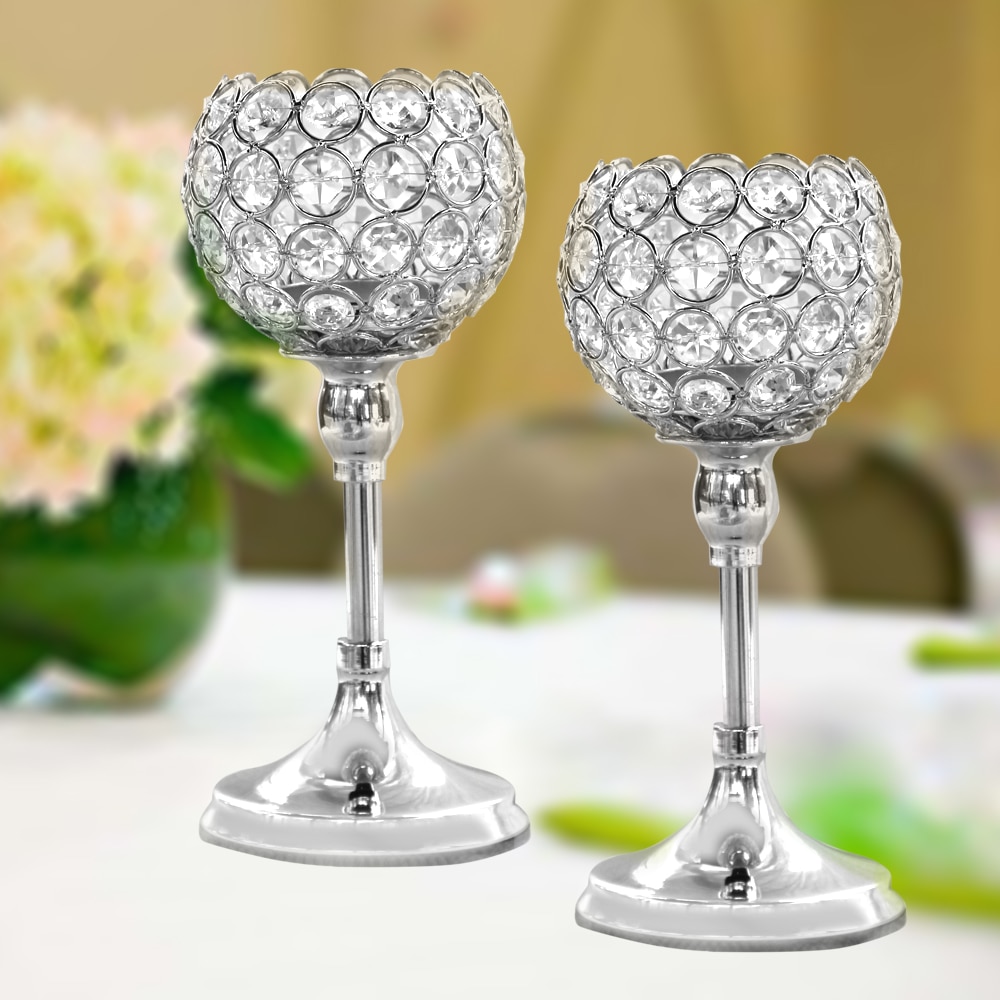 Set of Two Glass Pillar Holders for Candles