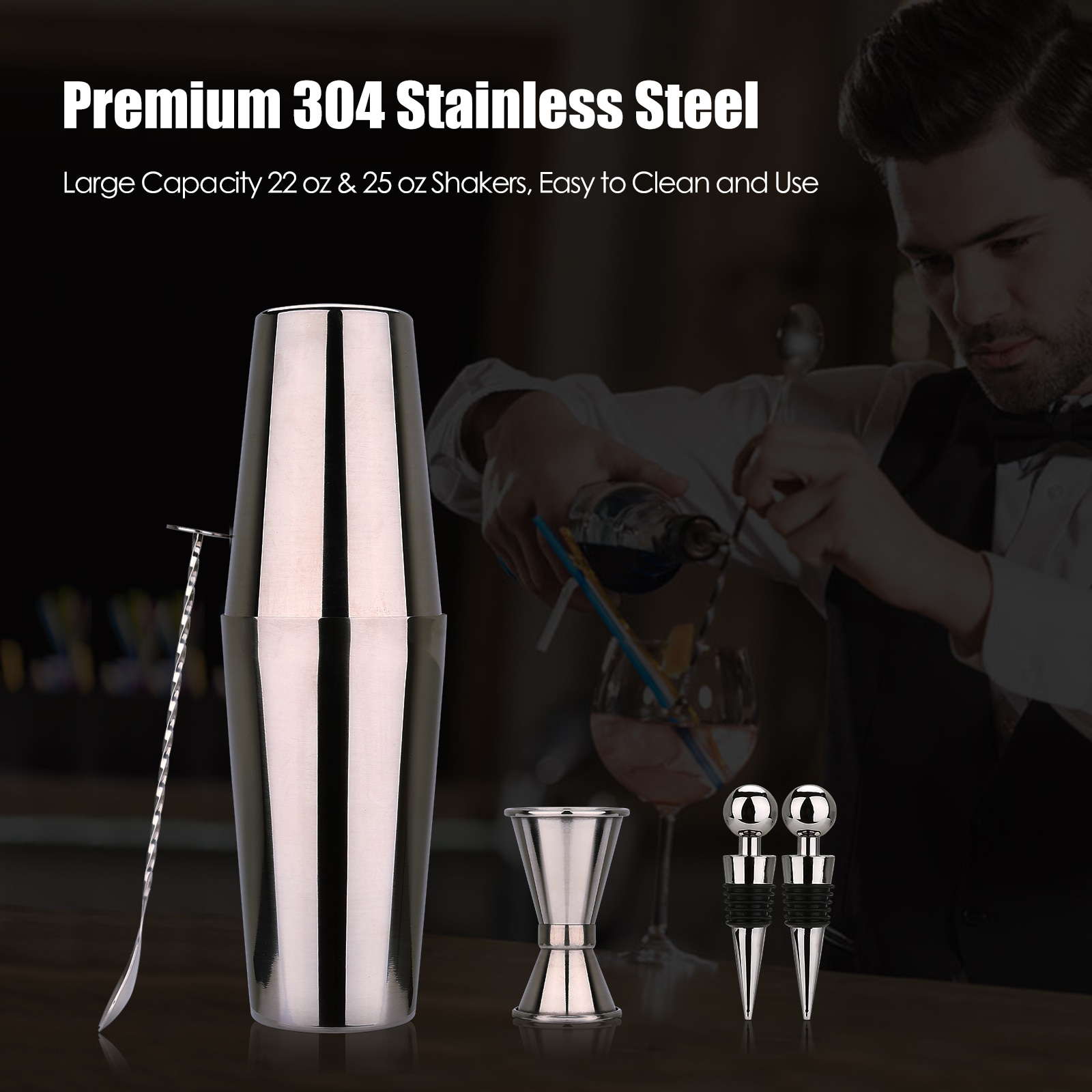 Cocktail Shaker Bar Tool Set 15 Pcs