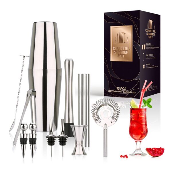 Cocktail Shaker Bar Tool Set 15 Pcs