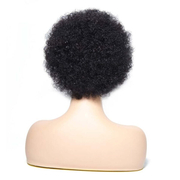 Natural Black Short Kinky Curly Remy Human Hair Wig - Image 7