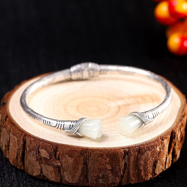 Women's Silver Jade Bracelet - Image 3