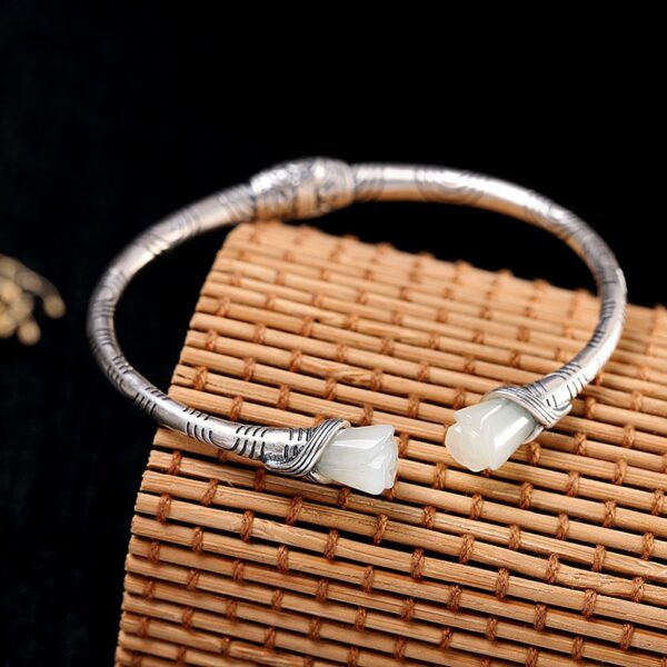 Women's Silver Jade Bracelet - Image 7