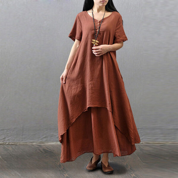 Women's Boho Linen Maxi Dress - Image 4