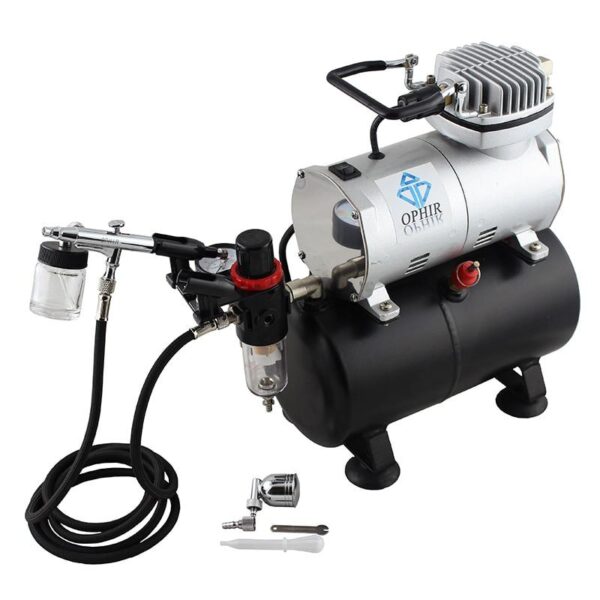 Compact Air Compressor with Dual Action Airbrush