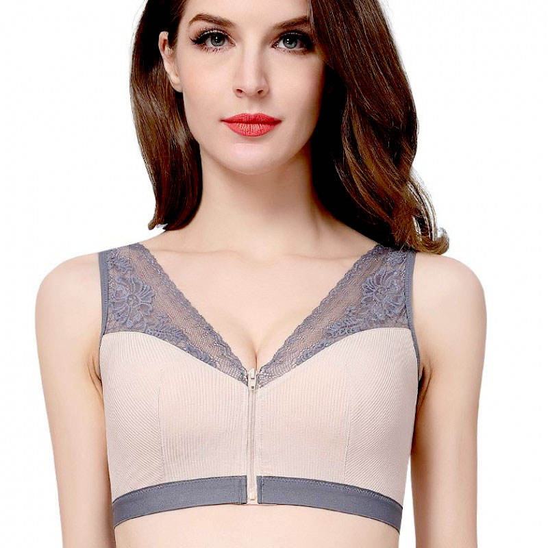 Front Zipper Cotton Bra for Women