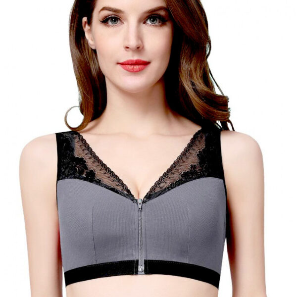 Front Zipper Cotton Bra for Women