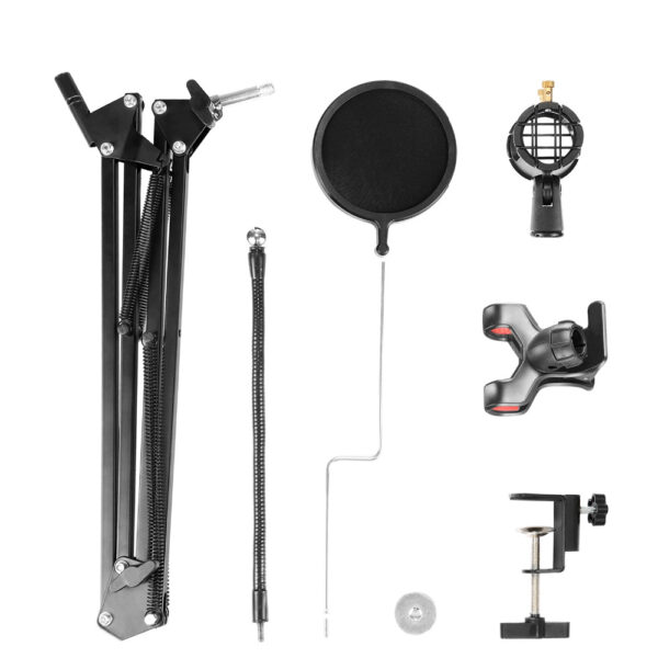 Adjustable Microphone Arm Stand, Pop Filter, Shock Mount and Phone Holder - Image 3