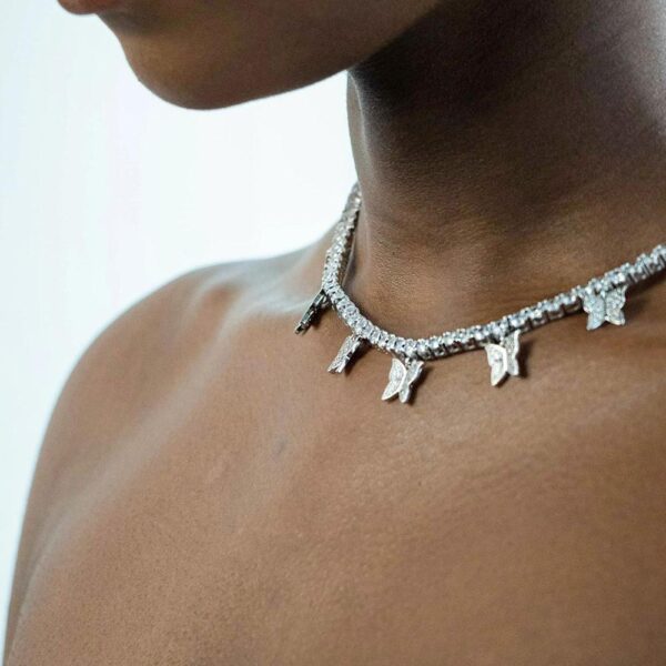 Women's Crystal Choker with Butterfly Pendants - Image 3