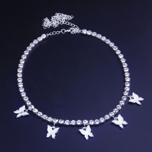 Women's Crystal Choker with Butterfly Pendants - Image 4