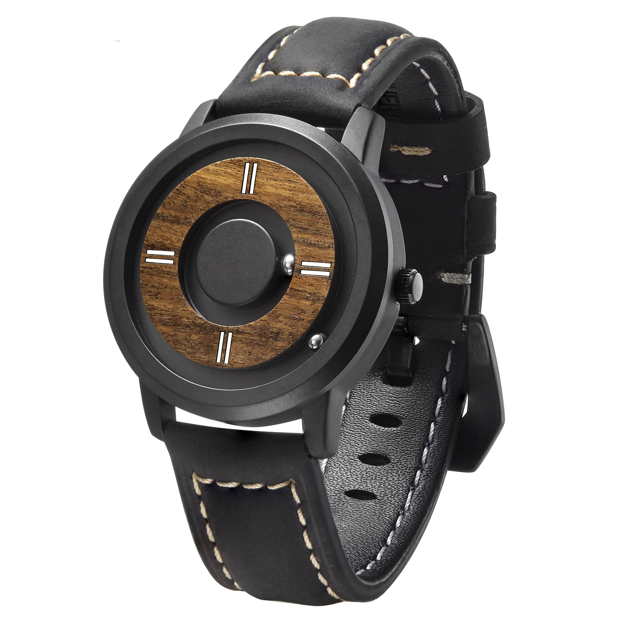 Men's Wooden Dial Watch with Leather Strap