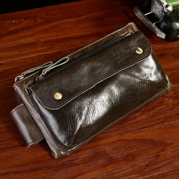 Men's Casual Genuine Leather Waist Bag - Image 6