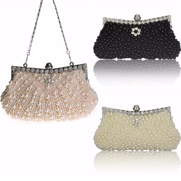 Luxury Pearls Decorated Evening Bag