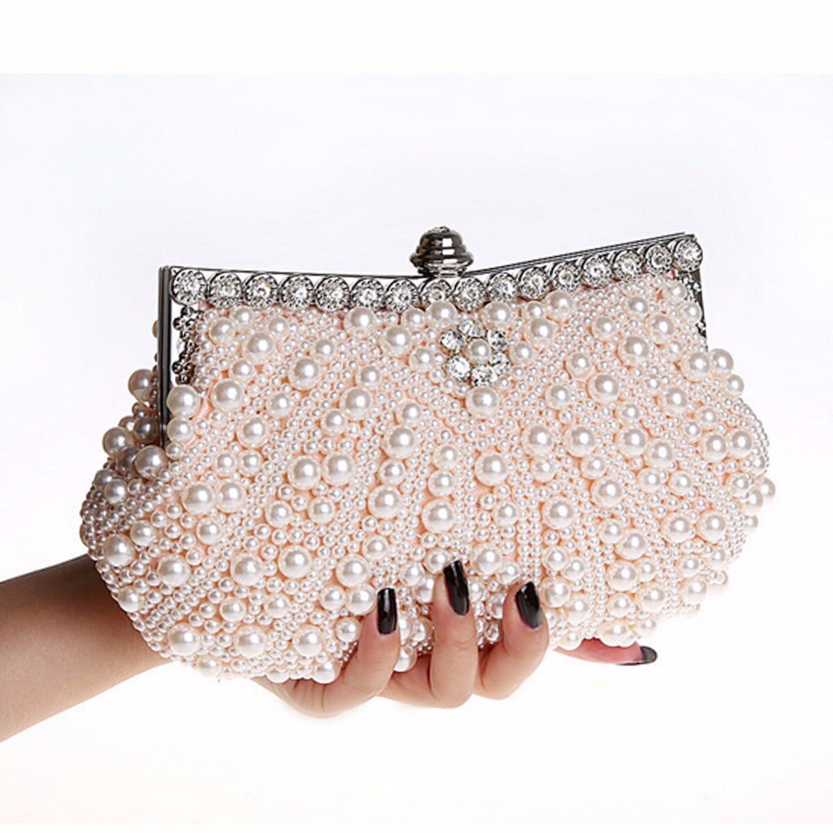 Luxury Pearls Decorated Evening Bag