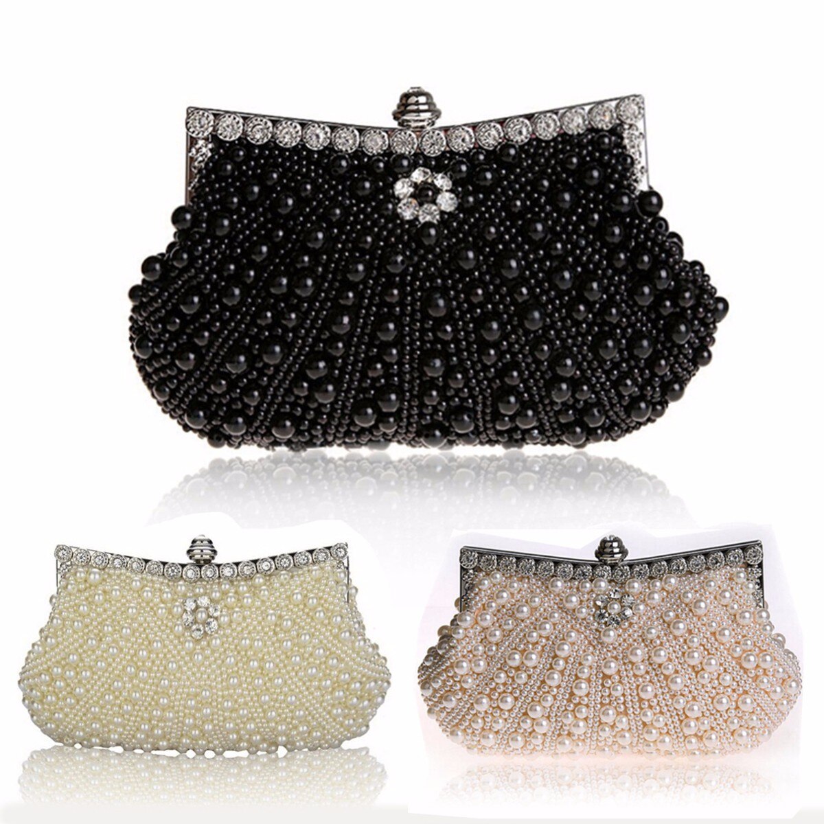 Luxury Pearls Decorated Evening Bag