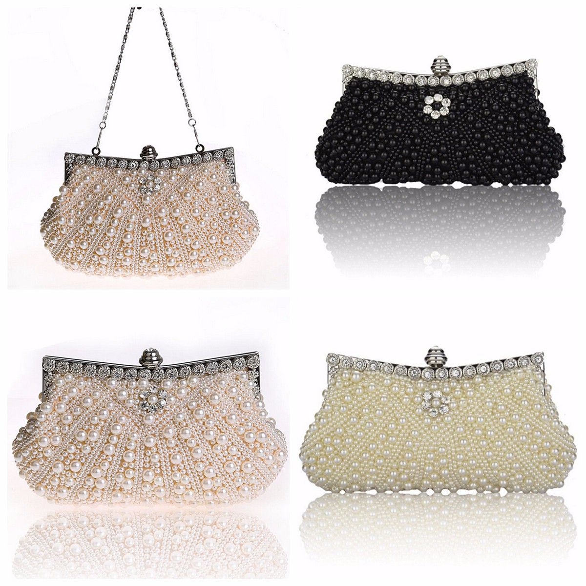 Luxury Pearls Decorated Evening Bag