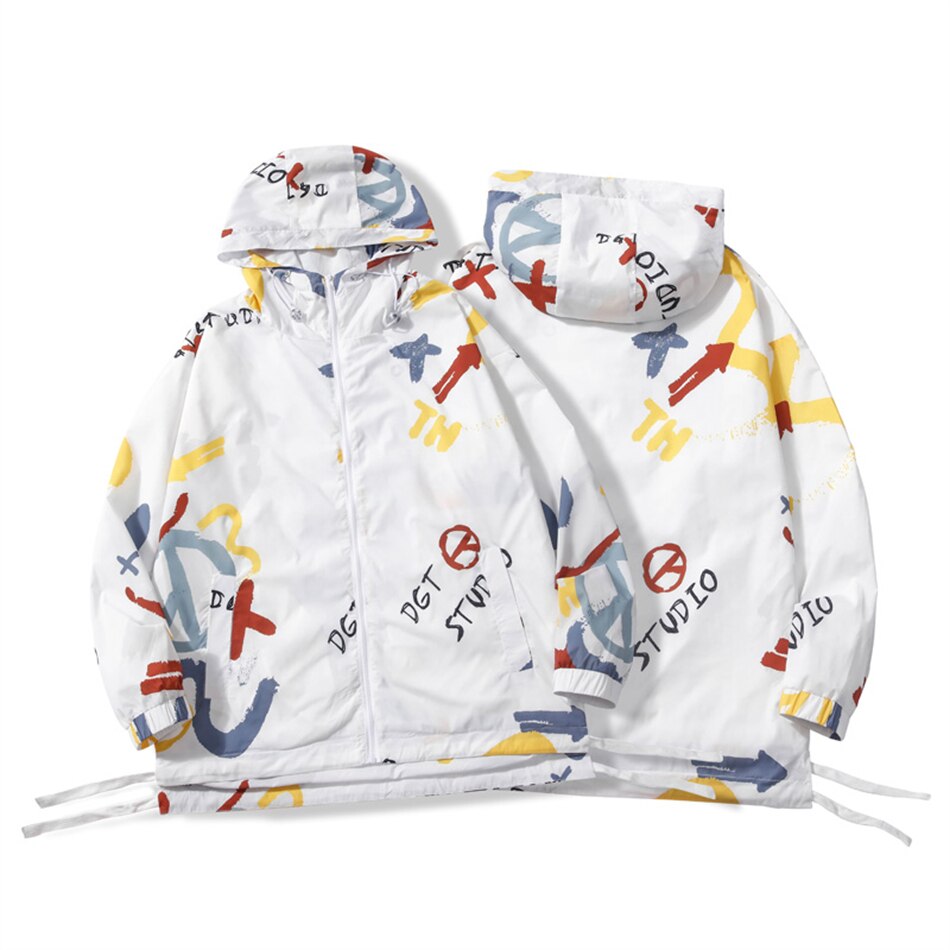 Graphic Print Sunscreen and Waterproof Windbreaker