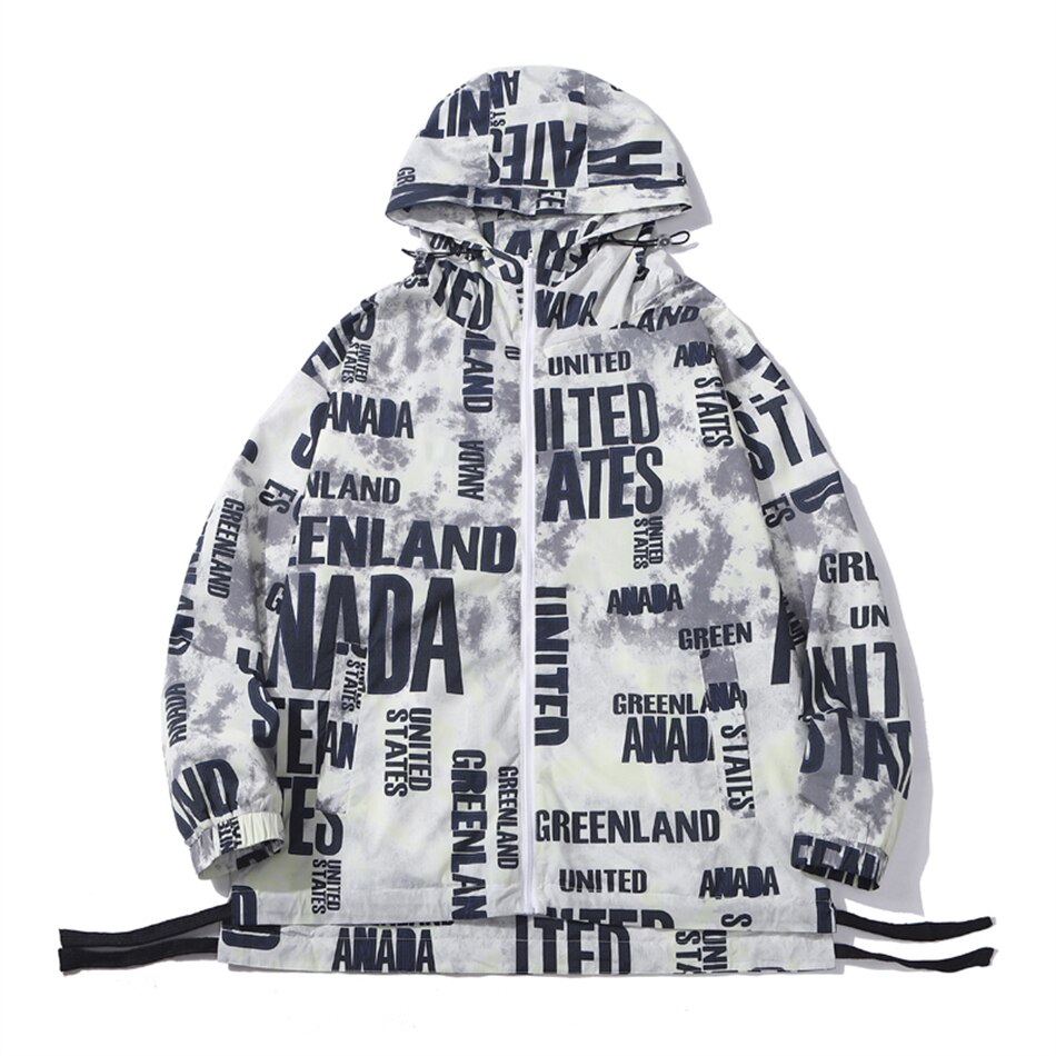 Graphic Print Sunscreen and Waterproof Windbreaker