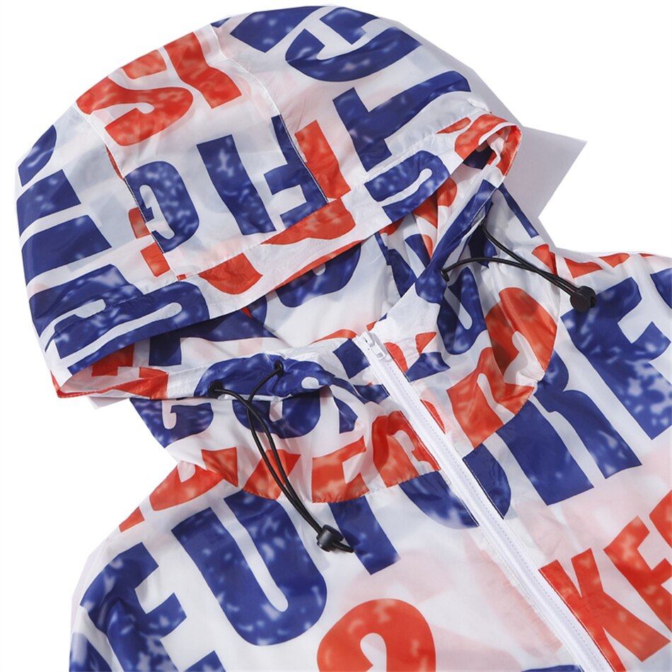 Graphic Print Sunscreen and Waterproof Windbreaker