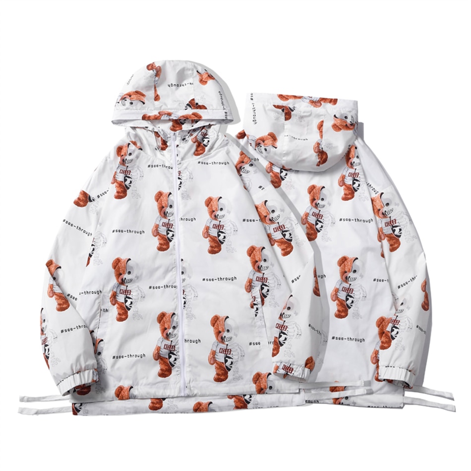 Graphic Print Sunscreen and Waterproof Windbreaker