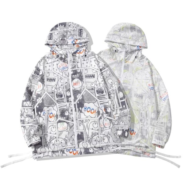 Graphic Print Sunscreen and Waterproof Windbreaker - Image 6