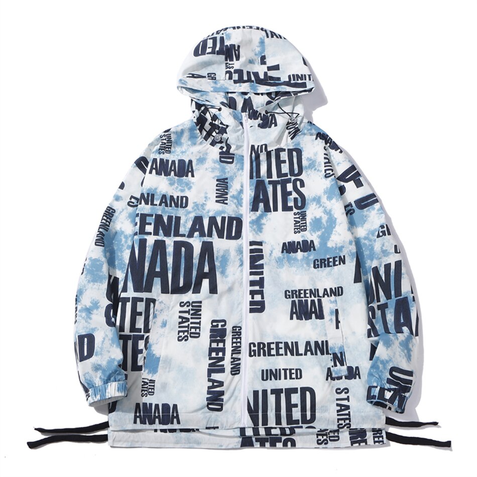 Graphic Print Sunscreen and Waterproof Windbreaker